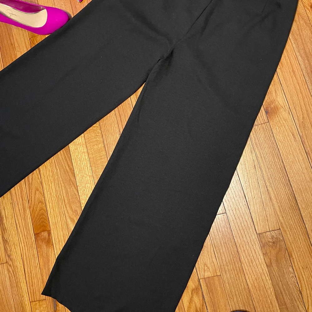 Mango súper flare elephant pinstripe pleated palazzo Casual Dressy pants black L - Picture 4 of 7